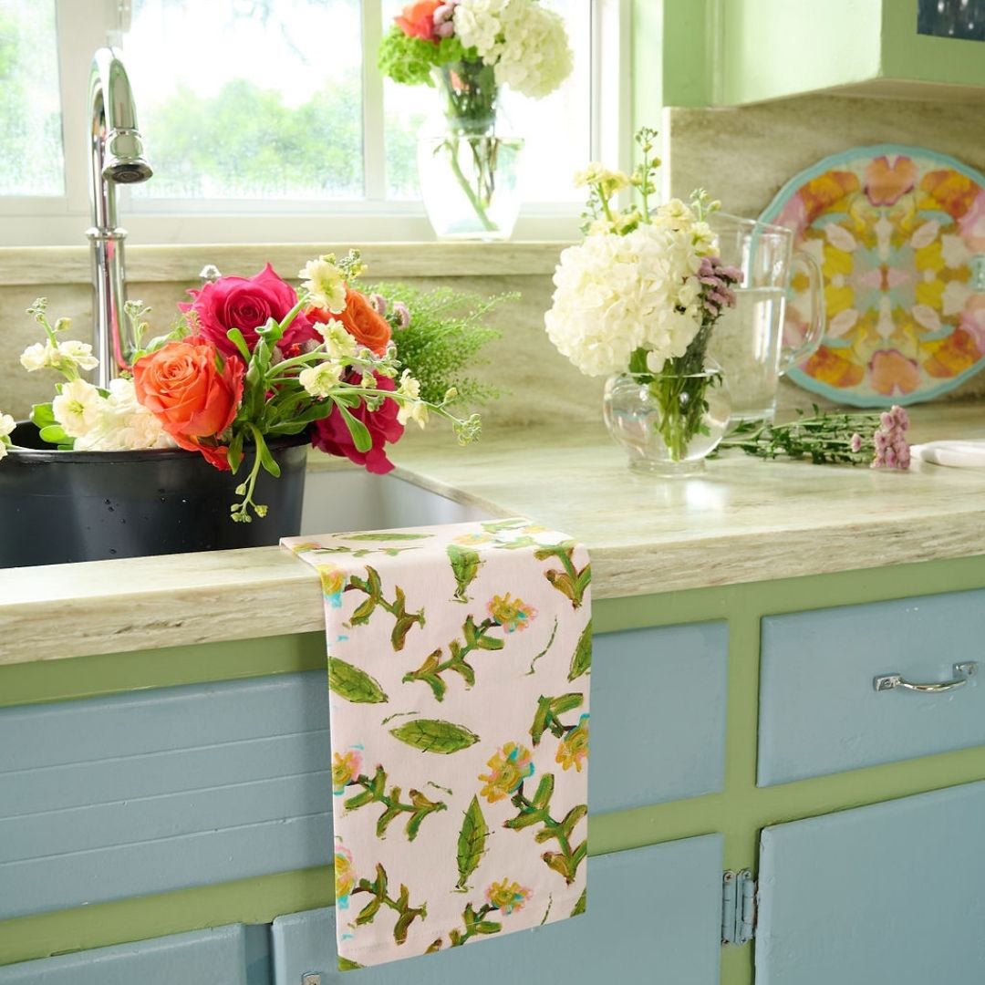 Flor Rosa Tea Towel