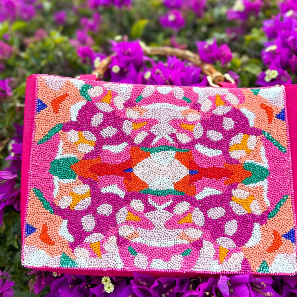 The "Annie" Bag, Rose Hill Cottage colorful preciosa seed beads