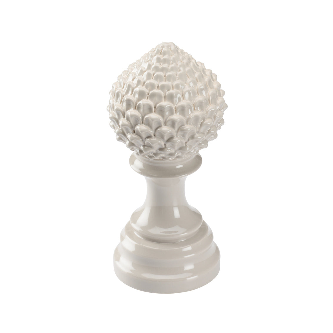 Artichoke Finial - Gray (Small) ceramic porcelain with gray glaze finish, top view
