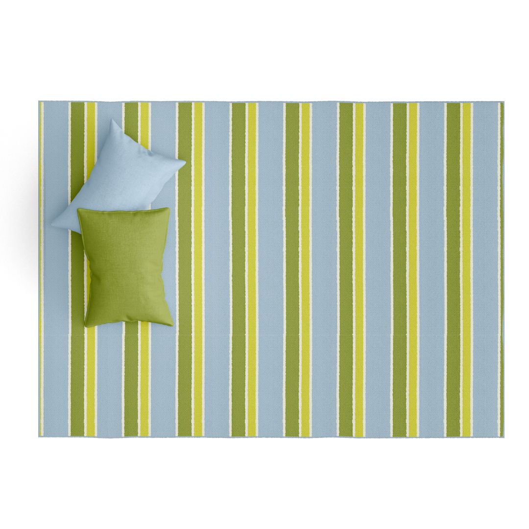 Striped Blue-Green Floor Mat