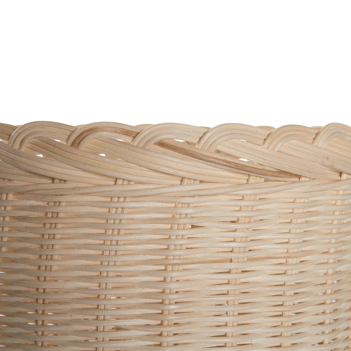 Braided Wicker Planter-Large by Amanda Lindroth. Rattan weave top detail shown.