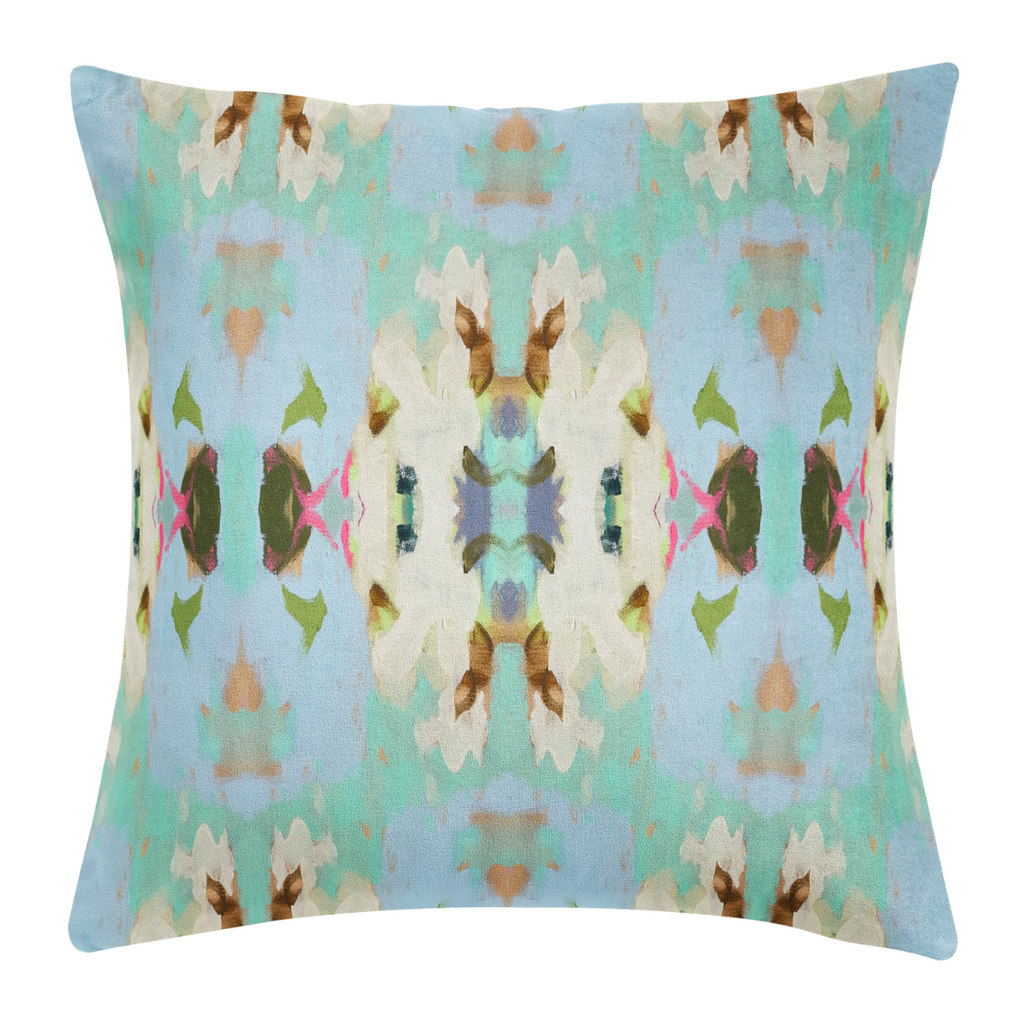 Summer Garden Light Blue Throw Pillow 22" square