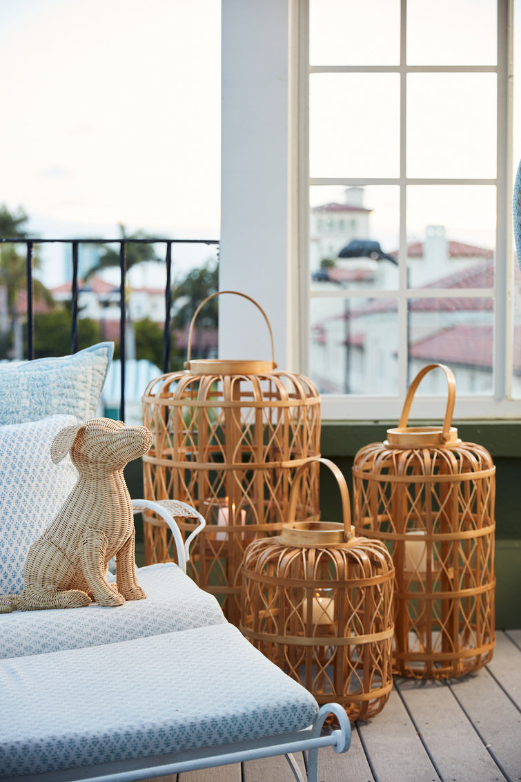 Harbour Island Lantern-Small shown with other sizes and Potcake dog. Amanda Lindroth