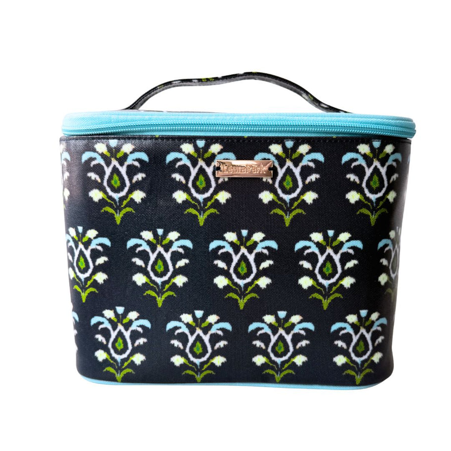 Rosemary Indigo Train Case has removable compartments