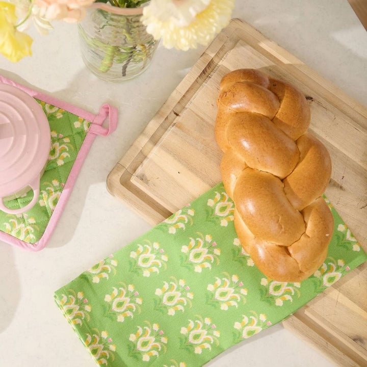 Rosemary Meadow Tea Towel adds a colorful pattern to your kitchen decor