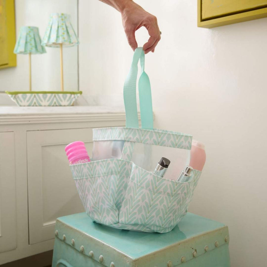 Petite Frond Mint Shower Caddy is perfect for college dorms and apartments