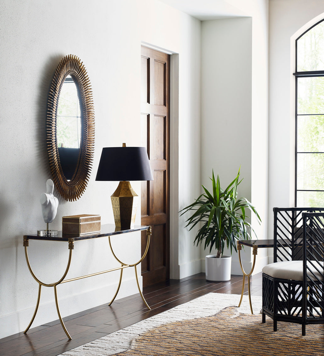 Lucius Mirror - Gold oval mirror fills large rooms easily