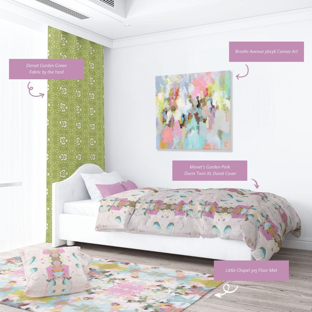 Monet's Garden Pink Dorm Bedding Set lifestyle