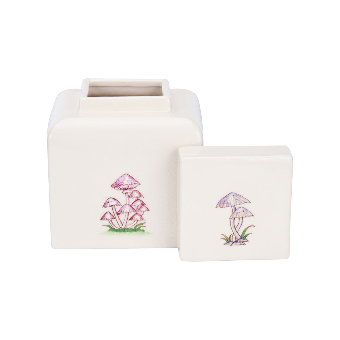 Mushroom Jar - Small with whimsical hand-painted mushrooms