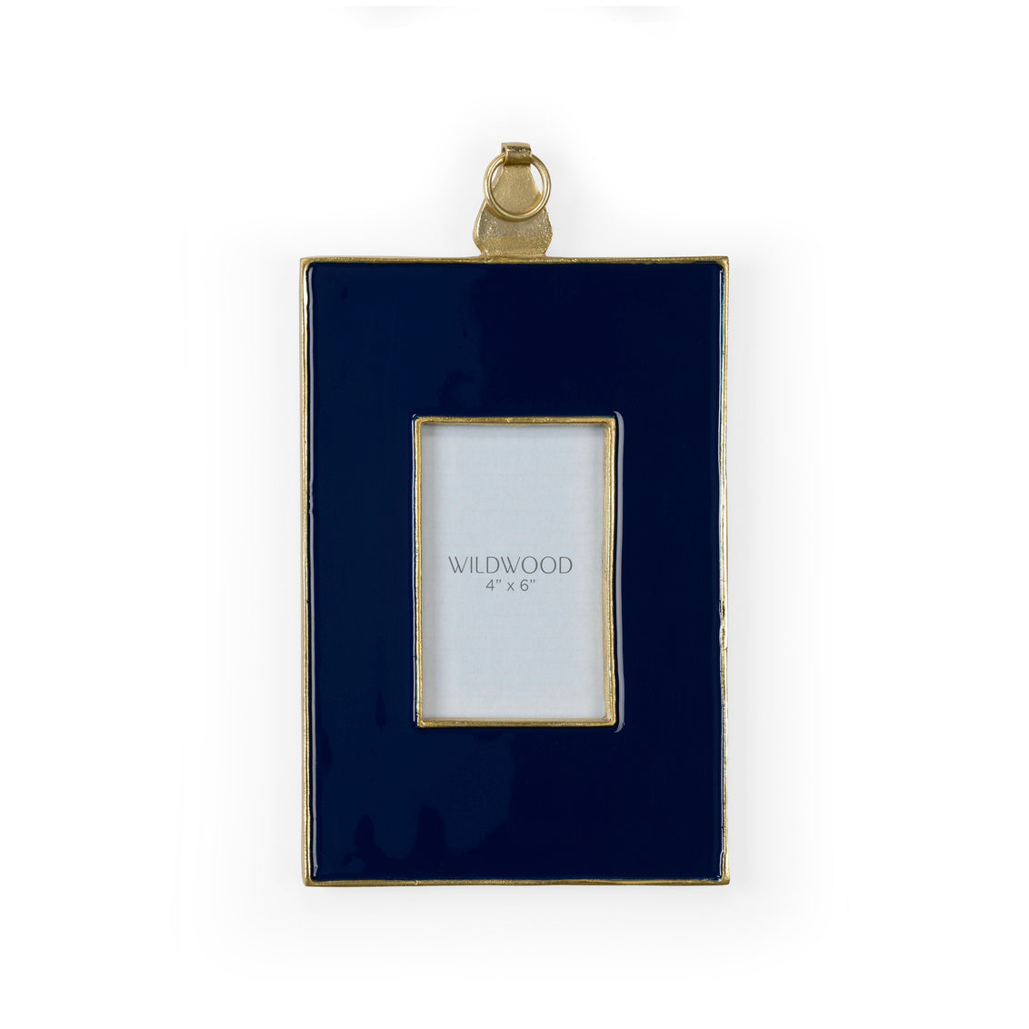 Navy Enamel Wall Photo Frame - Large has gold trim and fits 4x6 photo