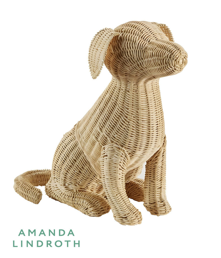 Potcake Wicker Dog (Large) by Amanda Lindroth is natural rattan