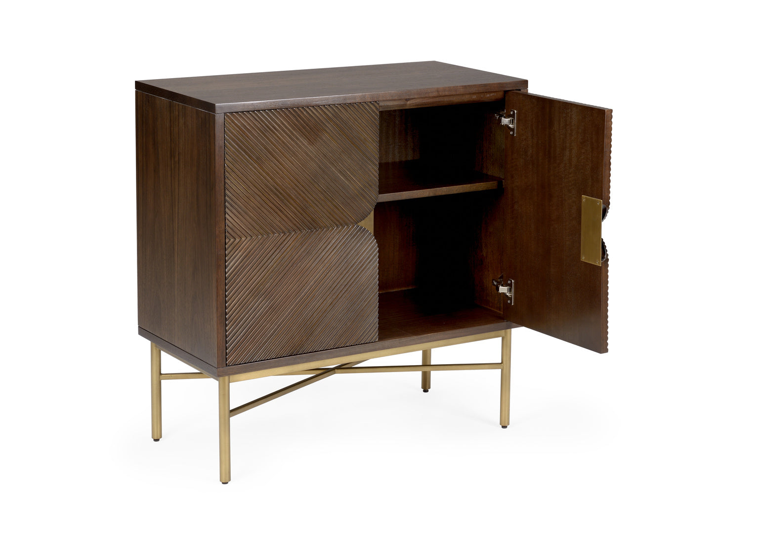 Samana Black Walnut Cabinet has two doors and shelf