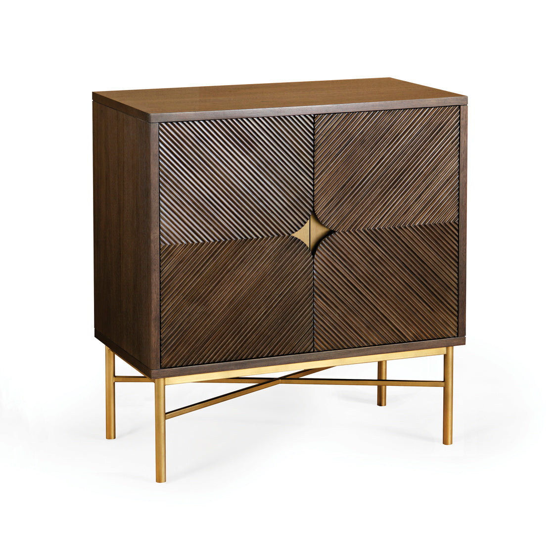 Samana Black Walnut Cabinet with brass hardware and base