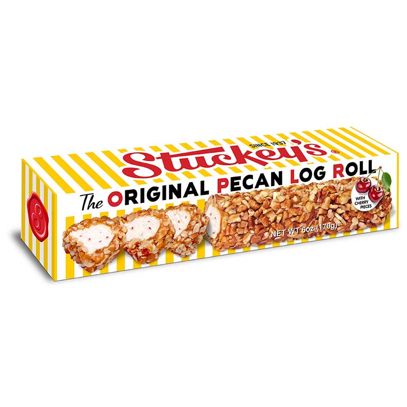 Stuckey's Pecan Log Roll, 6 oz. box, available from Harley Butler Trading Company