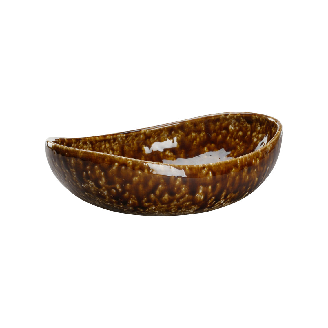 Tortoise Ceramic Bowl - Small in mottled brown glaze finish