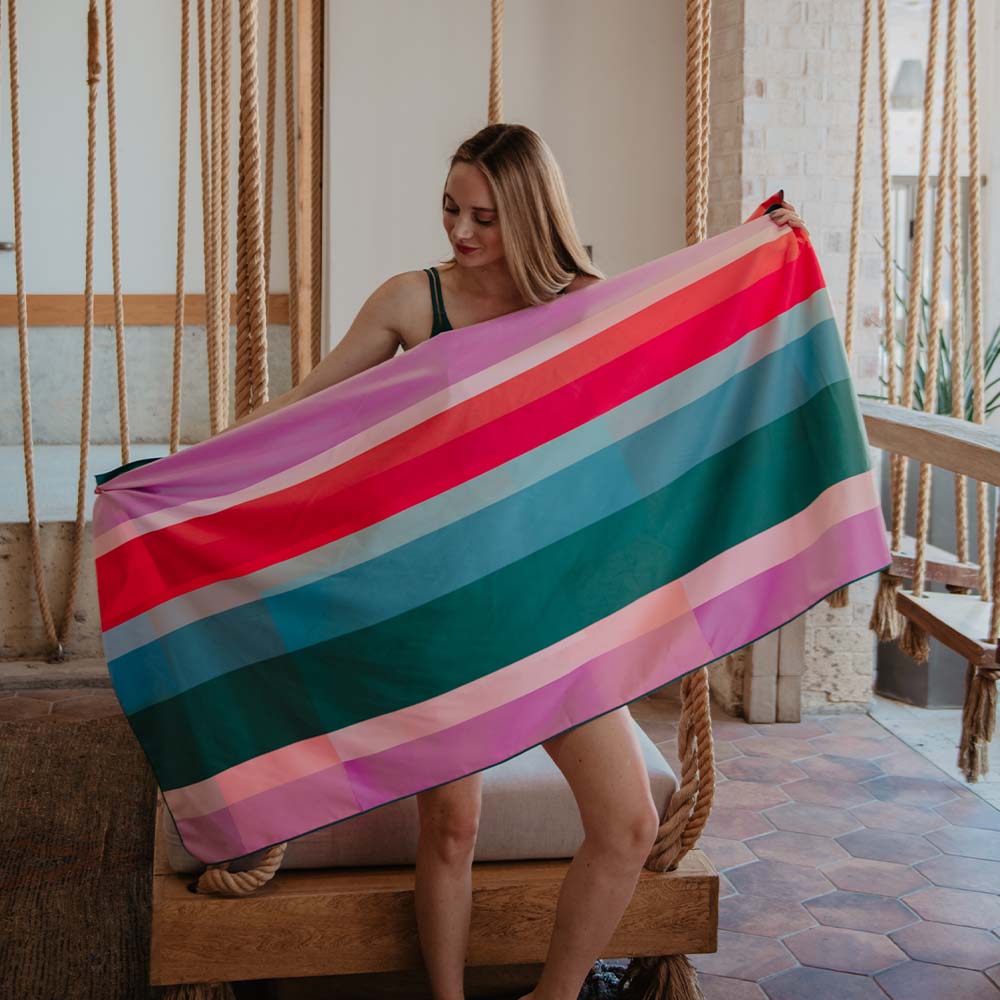Color Block Quick Dry Beach Towel striped pattern on the other side