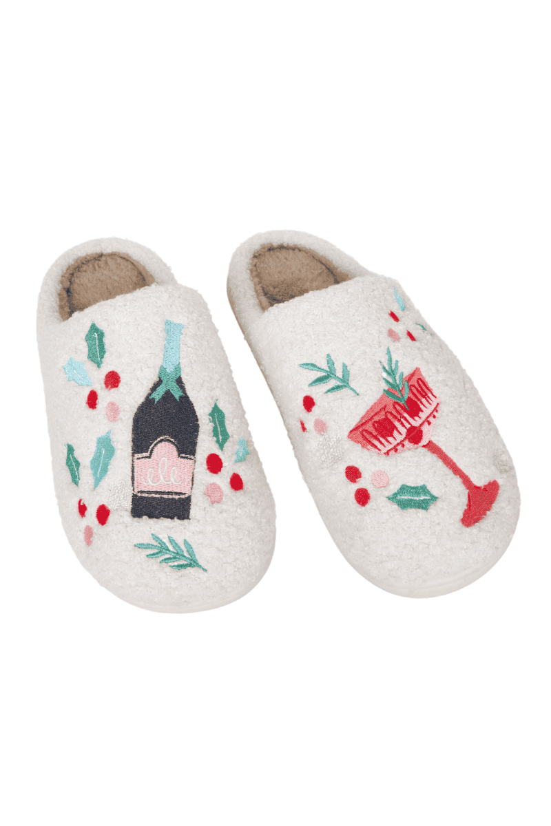 Holiday Champagne, Coupes & Holly Slippers