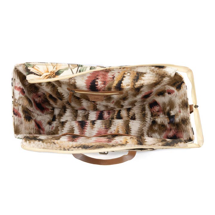 Lovely Florals Weekender Bag in off white interior