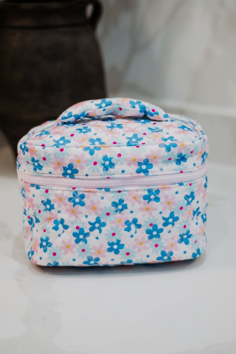 Dainty Floral Makeup Bag sized just right for glosses, liners, and skincare