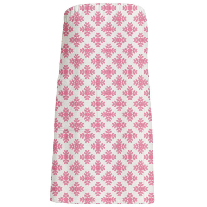 Brushstrokes Pink Bath Wrap in geometric pink and white