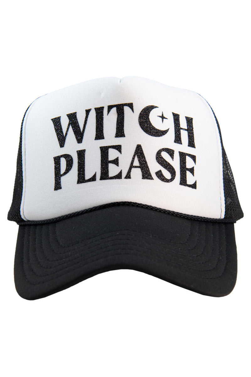 Witch Please Foam Trucker Hat - black and white