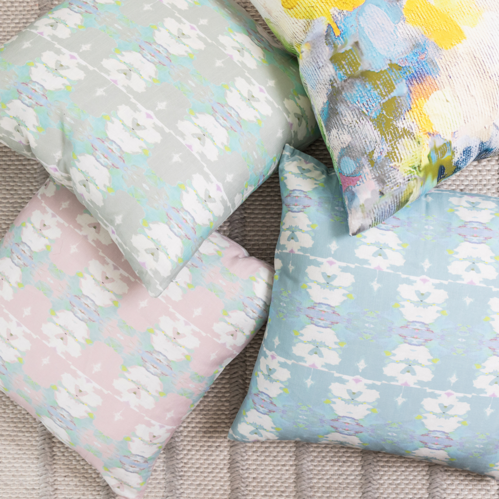 Butterfly Garden Sky Linen Pillow from Laura Park Designs Butterfly Garden collection