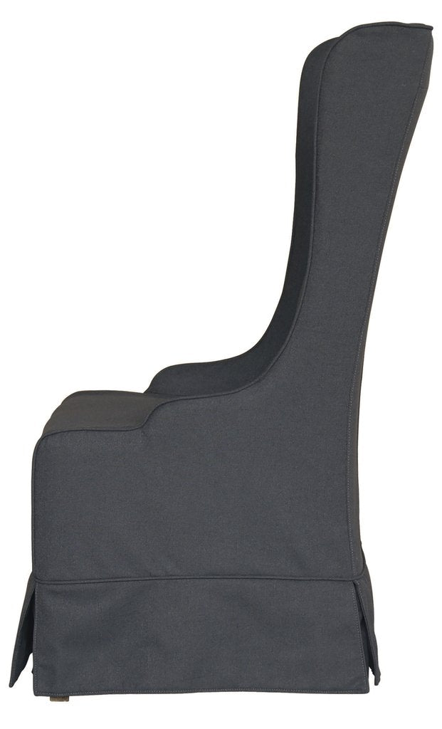 Padmas Plantation Atlantic Beach Wing Dining Chair Charcoal Linen Side