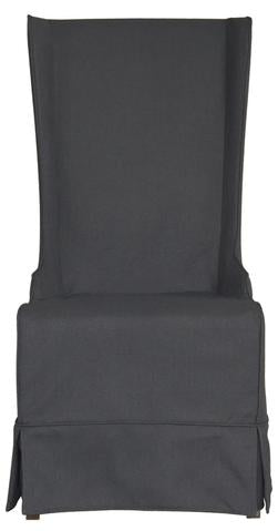 Padmas Plantation Atlantic Beach Wing Dining Chair Charcoal Linen Front