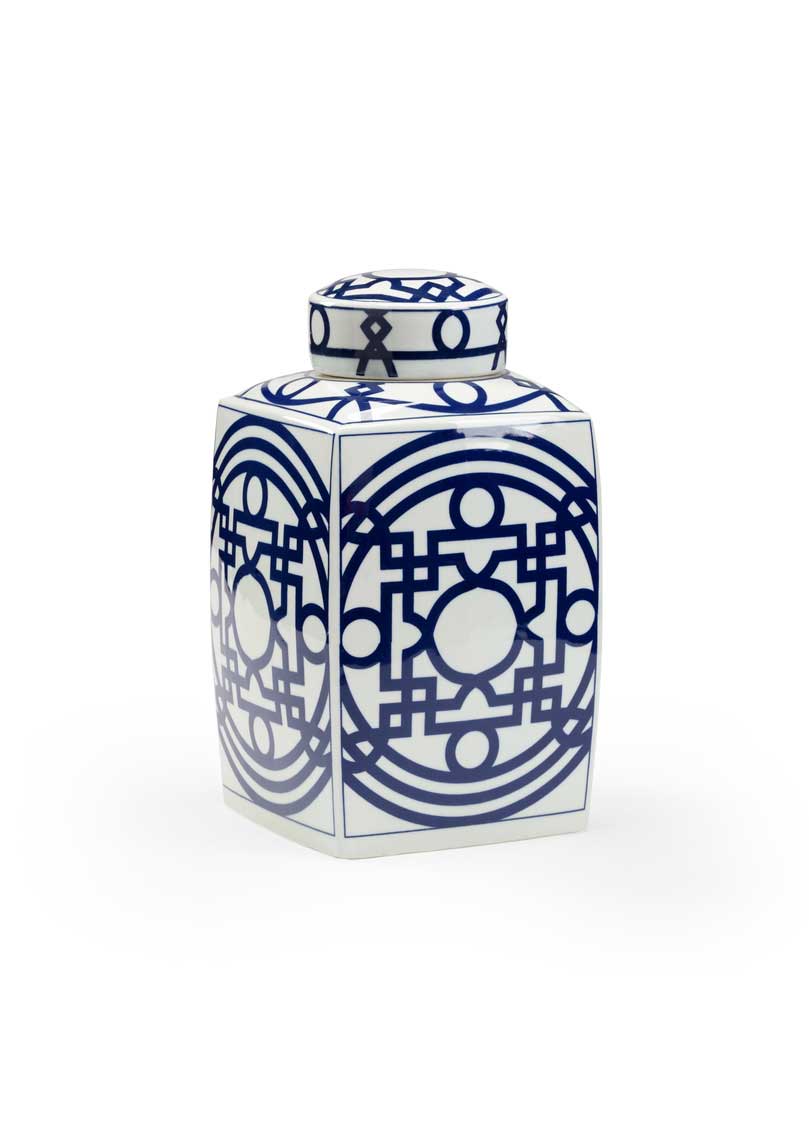 Hobbs Blue Vase Ceramic Blue and White Geometric Design Home Decor Main Image