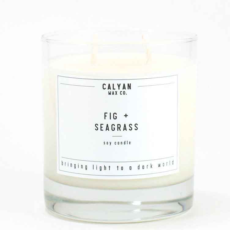 Calyan Glass Tumbler Candle Fig and Seagrass Scents