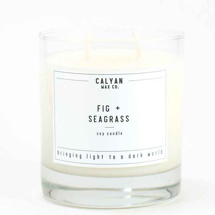 Calyan Glass Tumbler Candle Fig and Seagrass Scents 