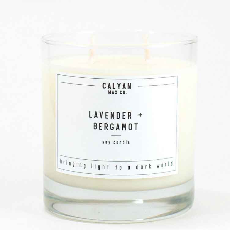 Calyan Glass Tumbler Candle Lavender and Bergamot Scents