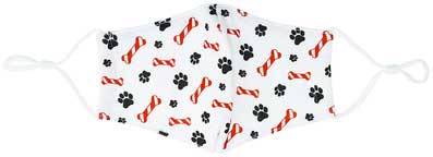 Candy Cane Bones with red candy cane bones and pawprints flat view