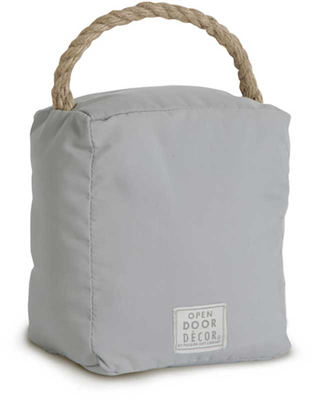 Cat Door Stopper with slogan printed on 5" tall door stopper product back side