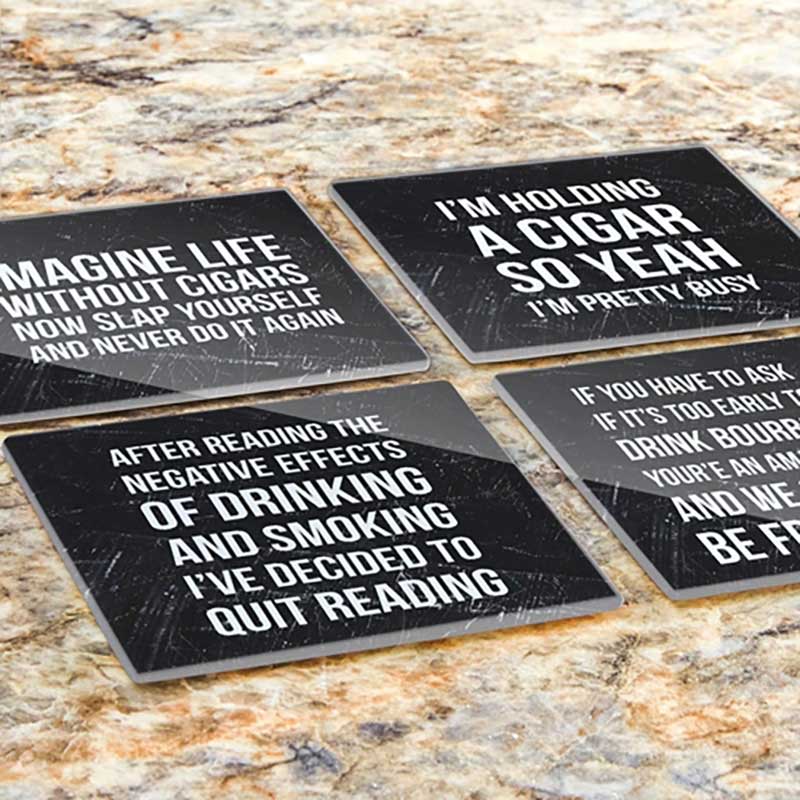 Cigars & Bourbon Truth #2 Glass Coaster Set lifestyle image 2