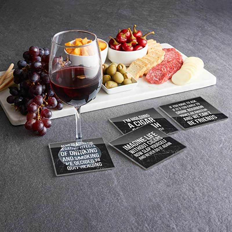 Cigars & Bourbon Truth #2 Glass Coaster Set lifetsyle image