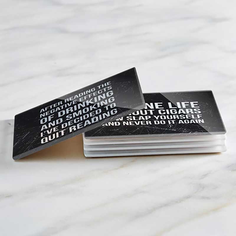 Cigars & Bourbon Truth #2 Glass Coaster Set stacked set