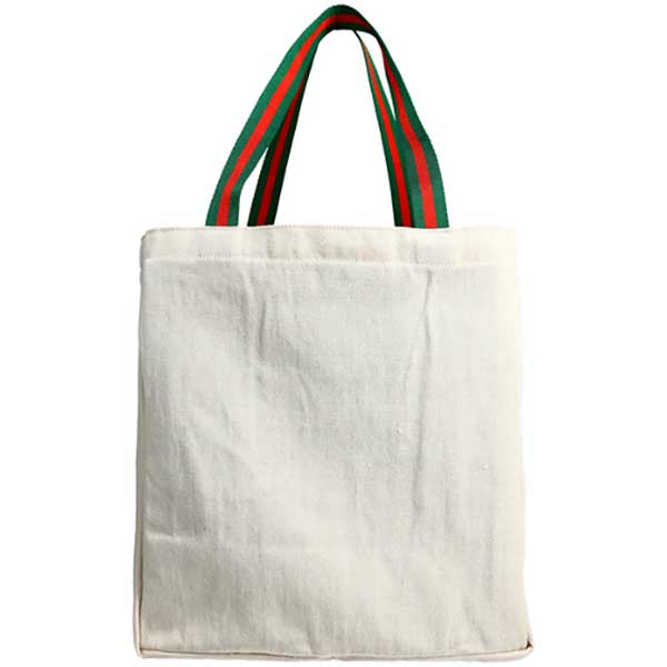 Dear Santa twill gift bag with fun saying in Christmas colors back view