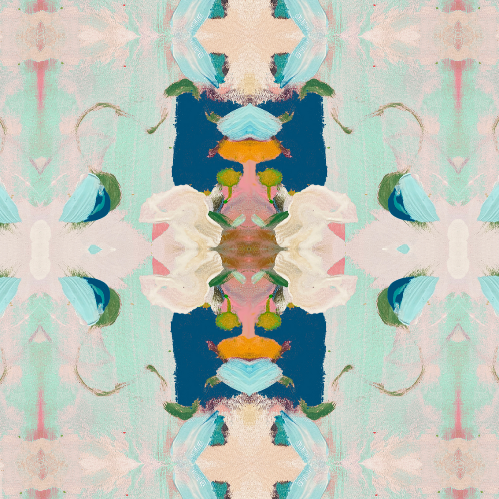 Monet's Garden Navy Sham pattern close-up