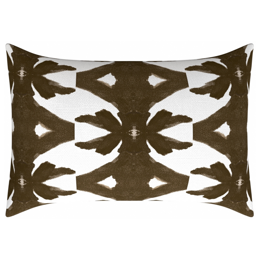 Palm Cocoa Linen Throw Pillow lumbar