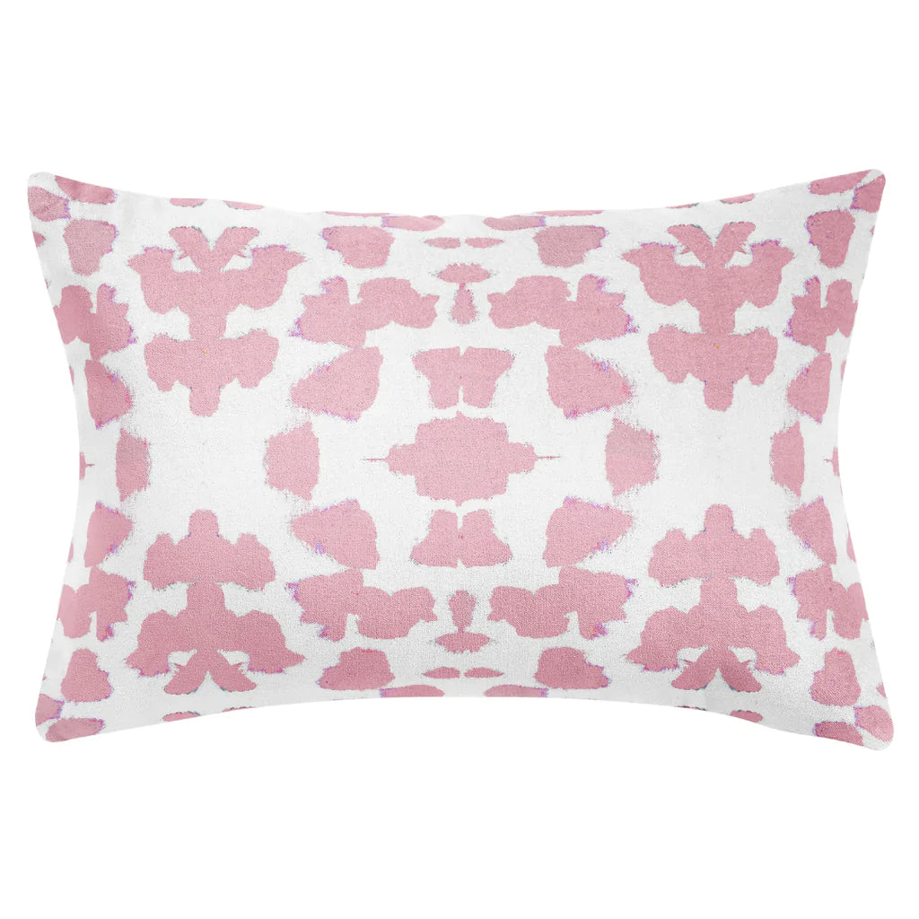 Chintz Rose Throw Pillow in soft pink 14" x 20" lumbar size