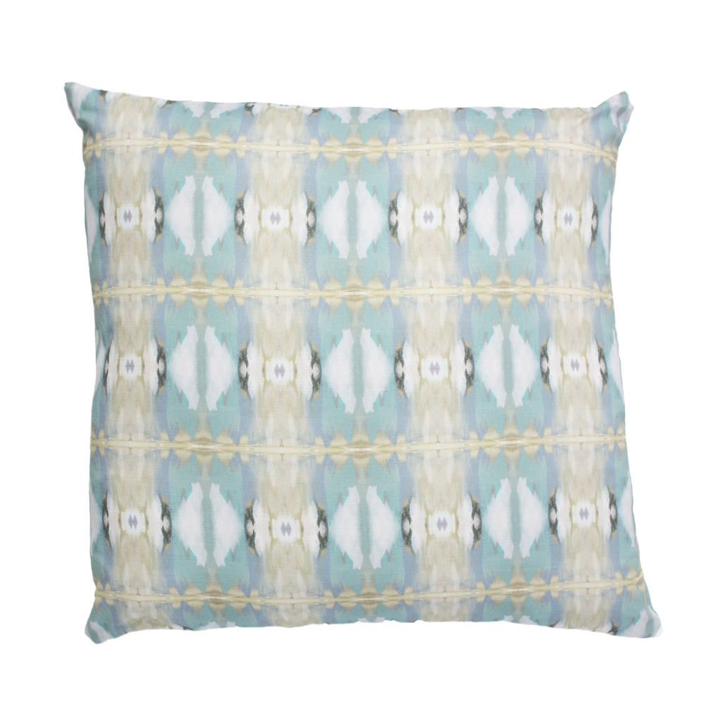 Little Chapel Light Blue Linen Throw Pillow 22" square