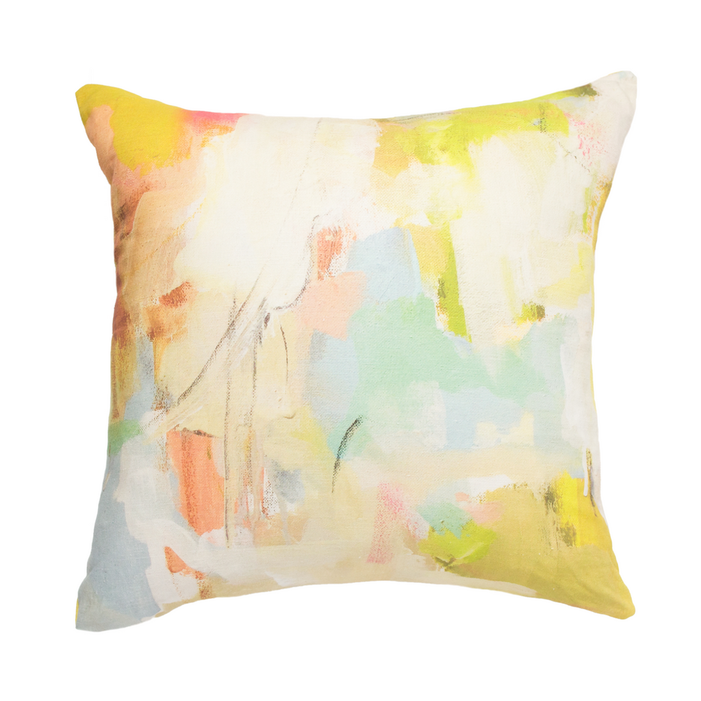 Coral Bay Orange Linen Throw Pillow 22" square