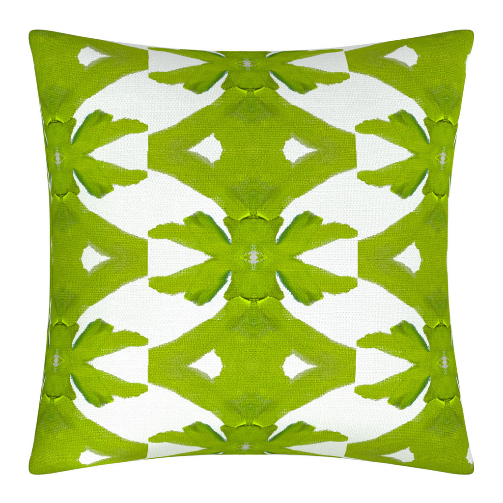 Palm Green linen pillow in vivid green from Laura Park Designs. Square 22" throw pillow