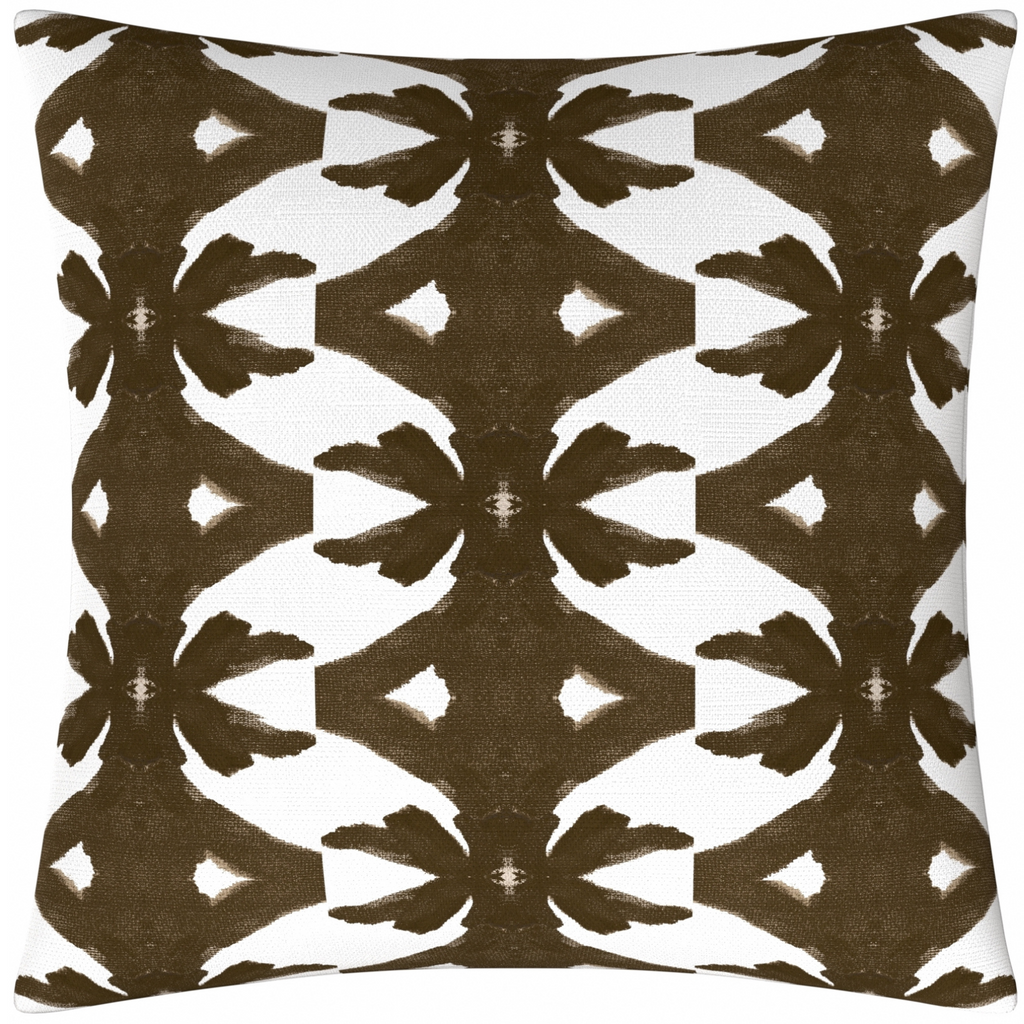 Palm Cocoa Linen Throw Pillow 26" square