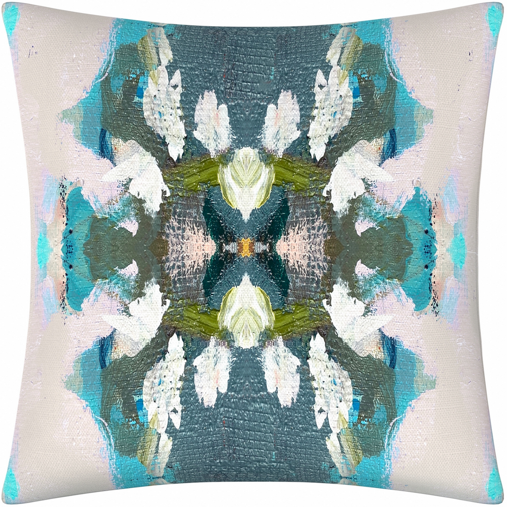 Peacock Blue Linen Cotton Pillow from Laura Park Designs in a variety of blues 26" square