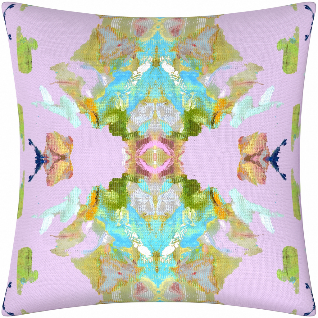 Stained Glass Lavender Linen Throw Pillow 26" square