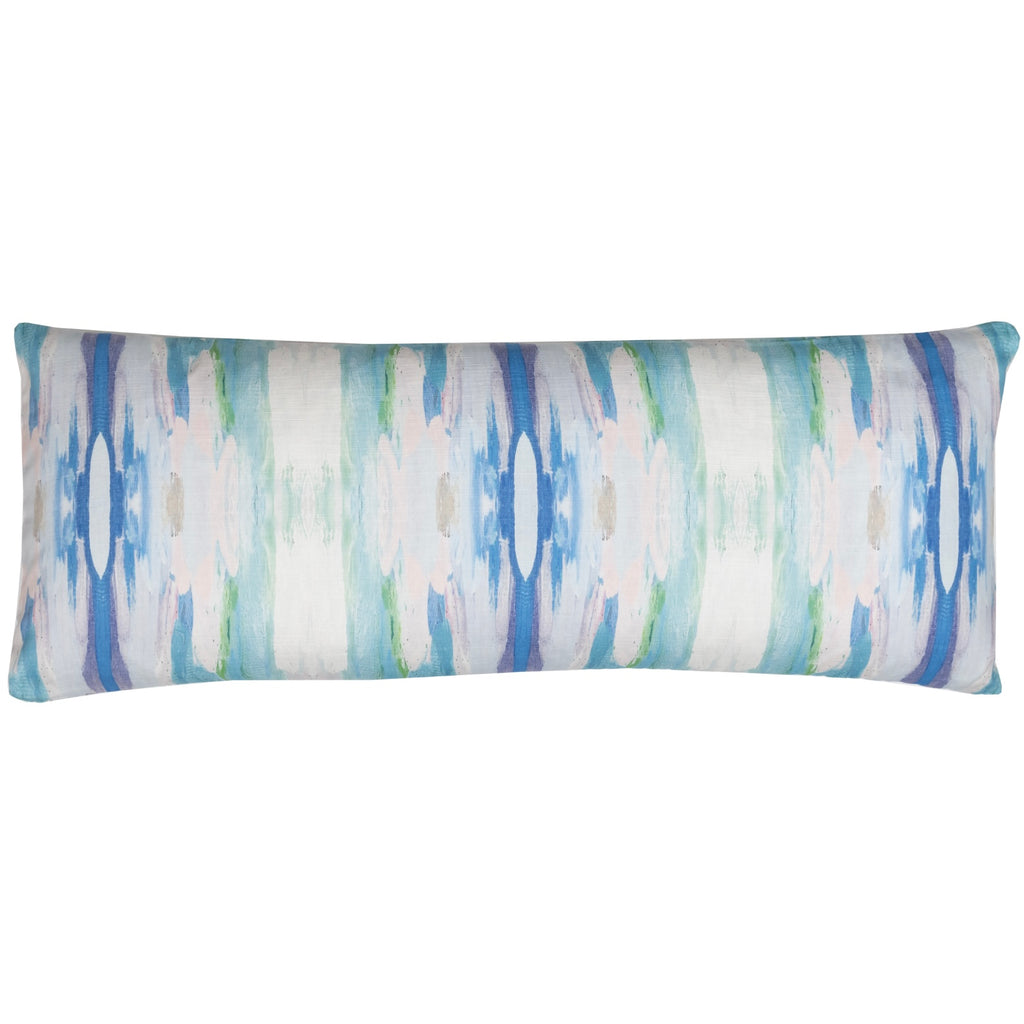 Flower Child Teal Linen Pillow 14" x 36" bolster