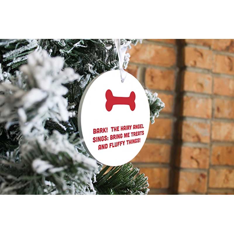 The Hairy Angel Sings Ornament angled view