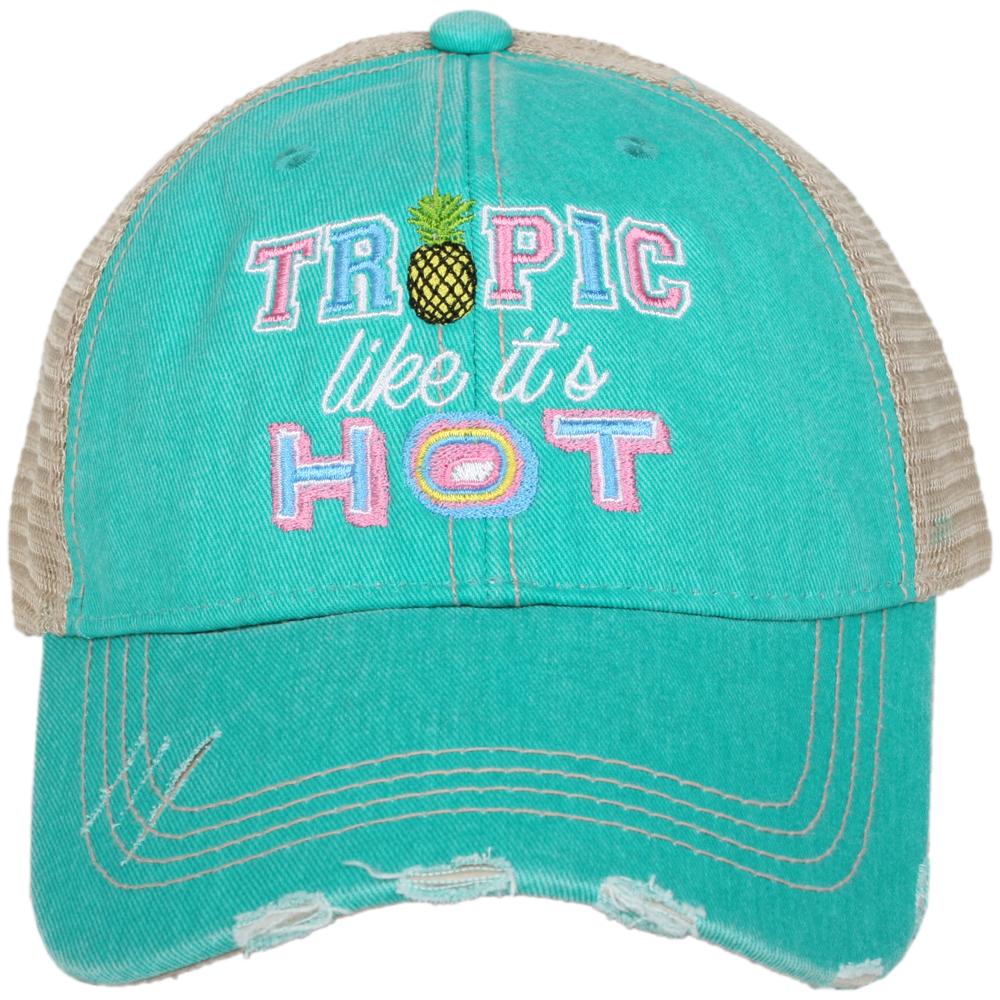 Tropic Like It's Hot Trucker Hat in Teal